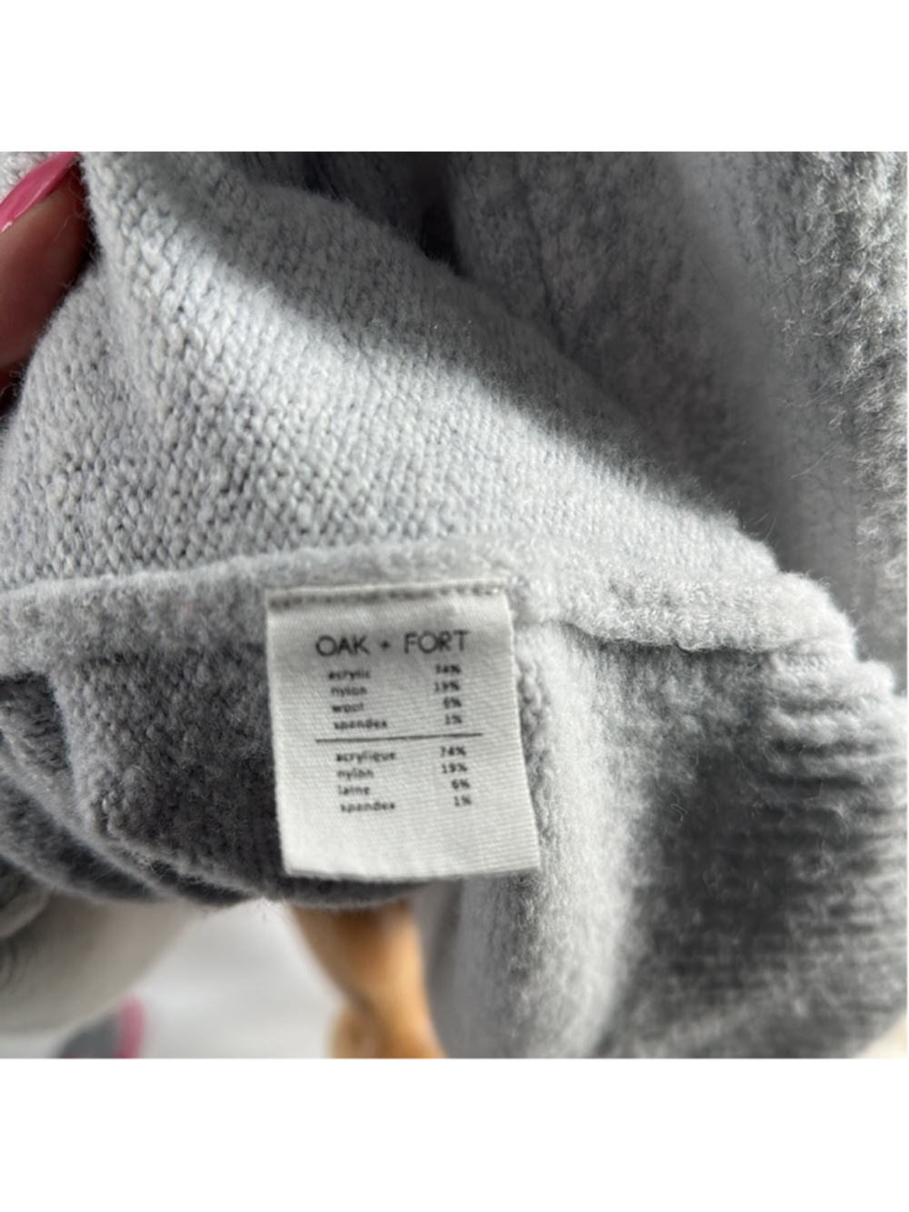 Oak + Fort oversized sweater warm light gray ribbed hem and cuffs sz sm - Picture 3 of 9